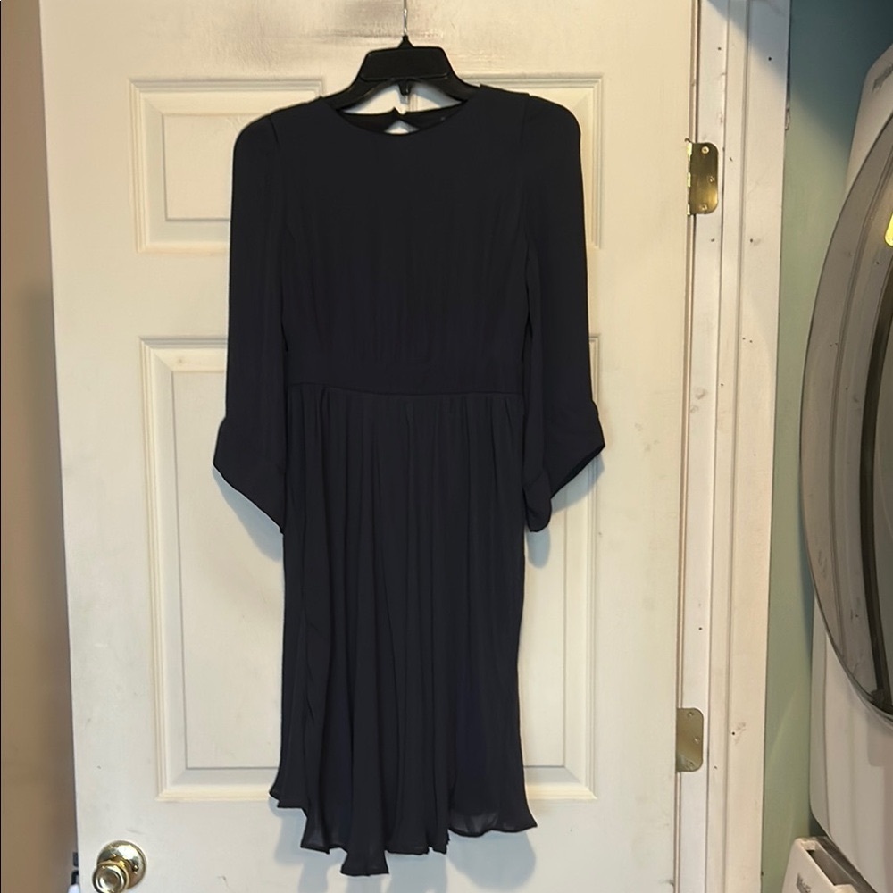 Zara Open Back Dress Size Small Navy Blue